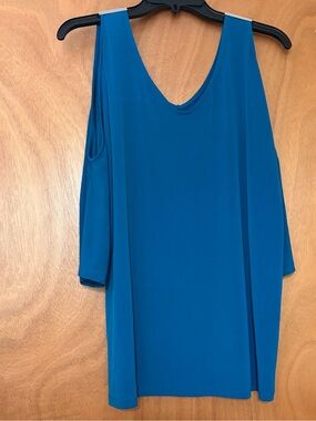 INC International Concepts Teal Blue Cold-Shoulder V-Neck Tunic